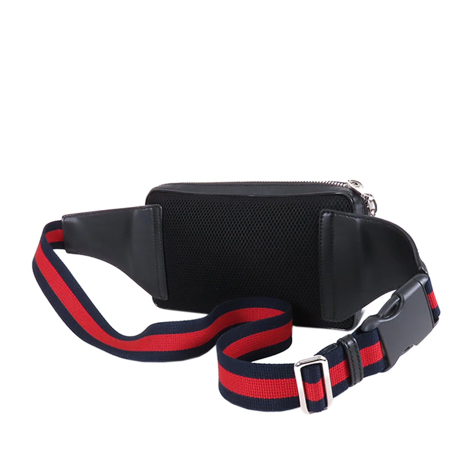 Gucci Gg Supreme Web Belt SHG-05UZBS Canvas Calf Black Accessory