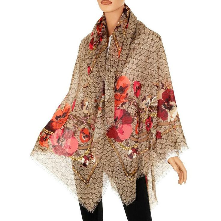 Gucci GG SUPREME GIANT FLORAL SCARF Monogram