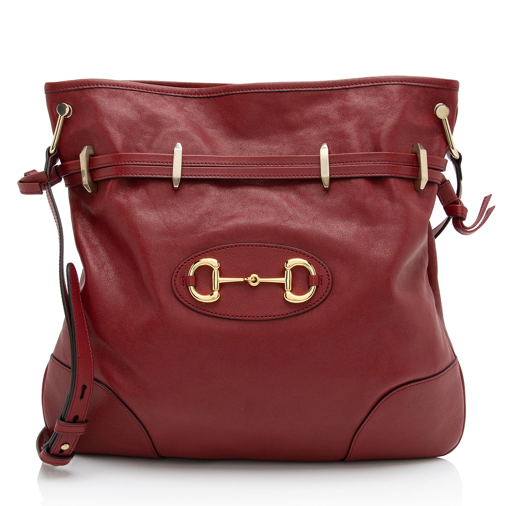Gucci Glazed Horsebit Morsetto Drawstring SHF-IUzaIn Calfskin Red Jewelry