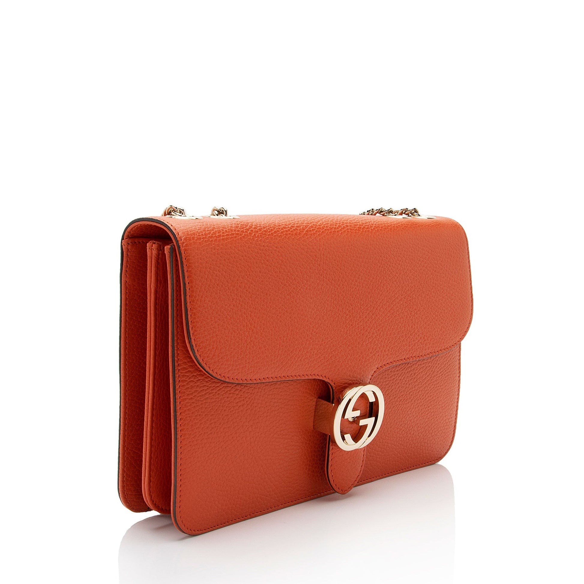 Gucci Interlocking G SHF-CvvGnm Leather Calfskin Orange Medium Crossbody Bag