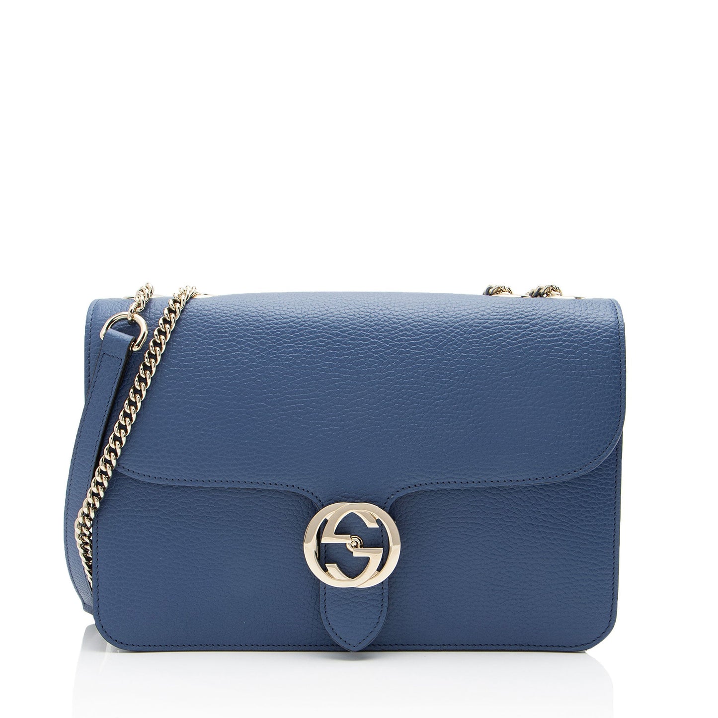 Gucci Grained Interlocking G SHF-EgvU23 Calfskin Blue Medium Crossbody Bag