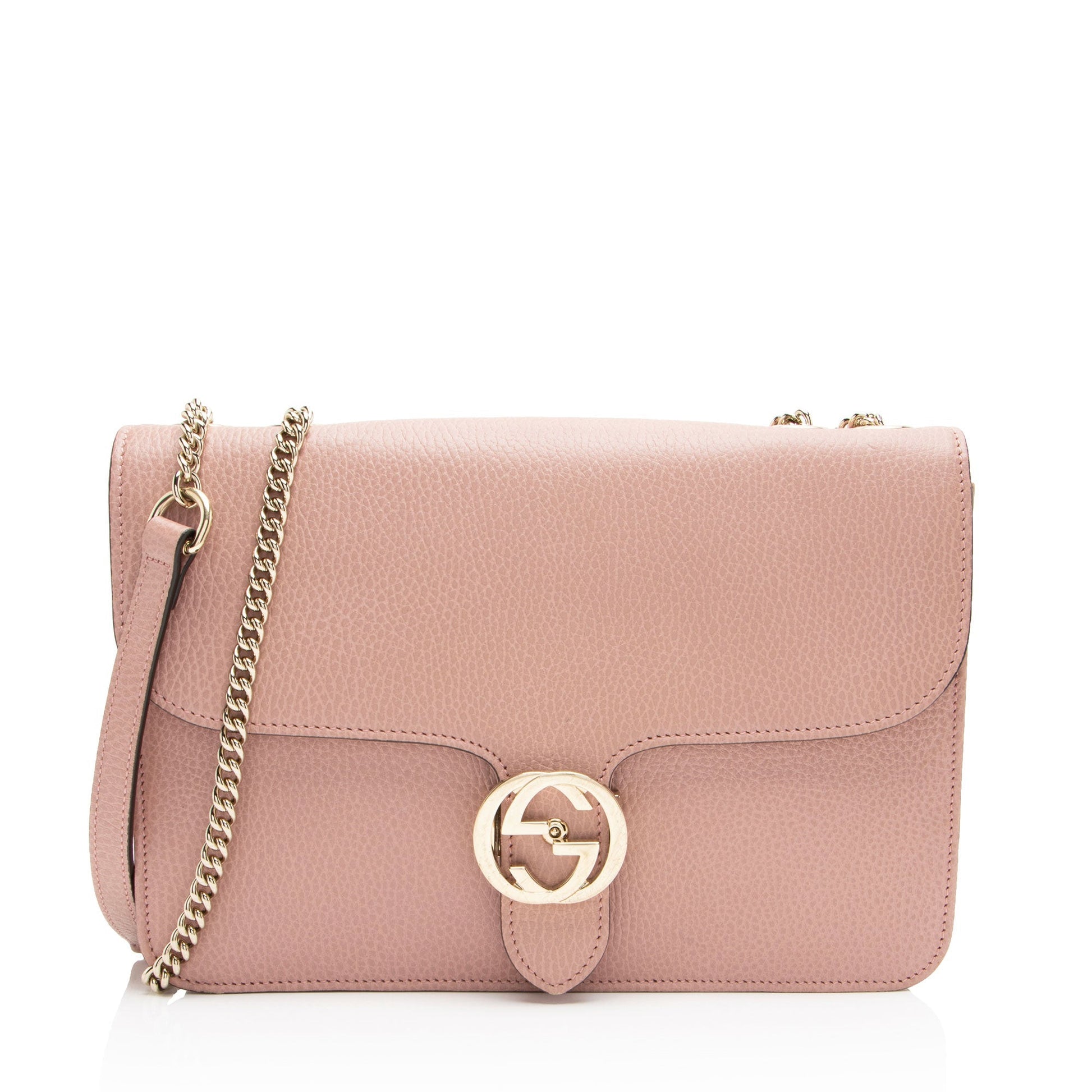 Gucci Grained Interlocking G Calfskin Pink Medium Crossbody Bag