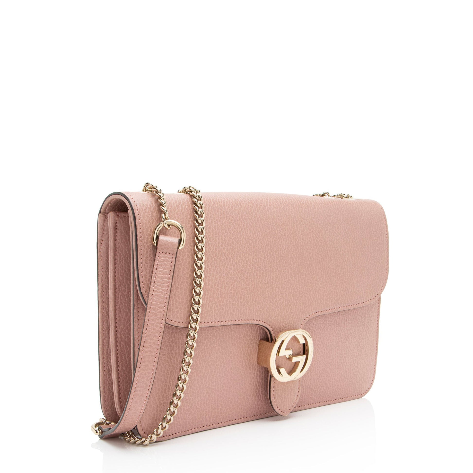 Gucci Grained Interlocking G Calfskin Pink Medium Crossbody Bag