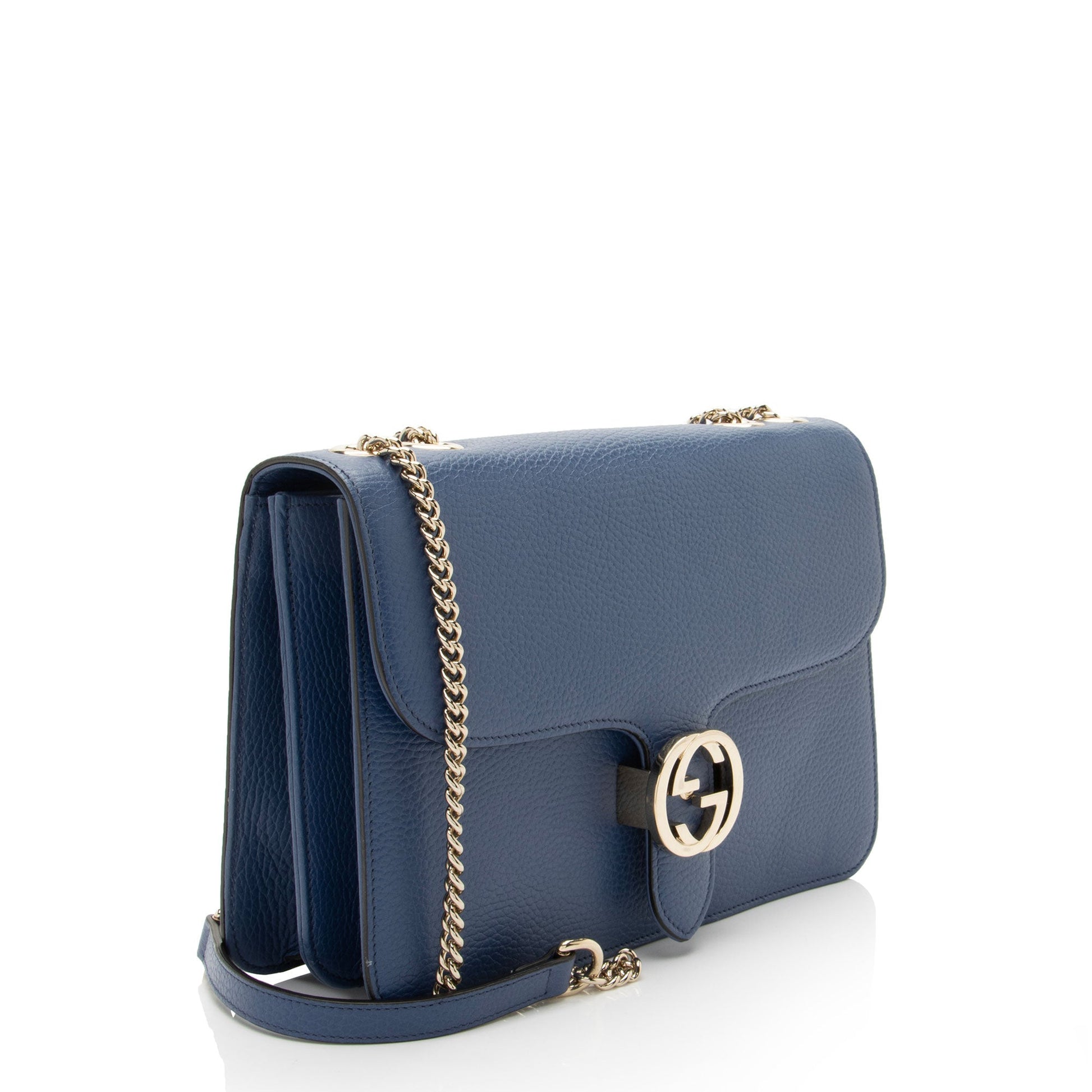 Gucci Grained Interlocking G Calfskin Medium Crossbody Bag