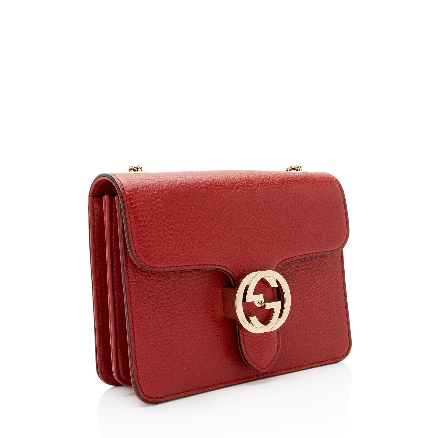 Gucci Grained Interlocking G SHF-0utu9Q Calfskin Red Small Crossbody Bag
