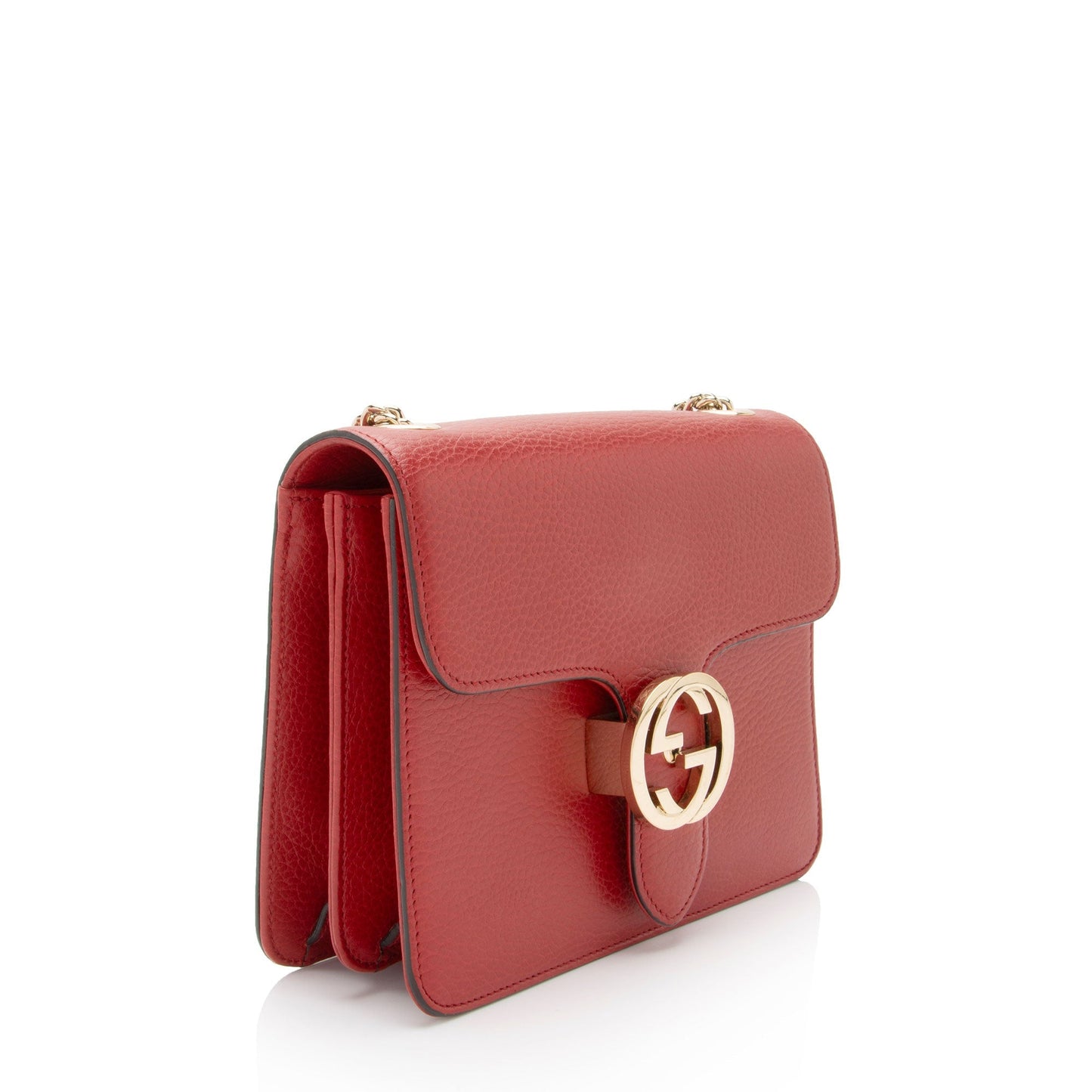 Gucci Grained Interlocking G SHF-8gS5ns Calfskin Red Small Crossbody Bag