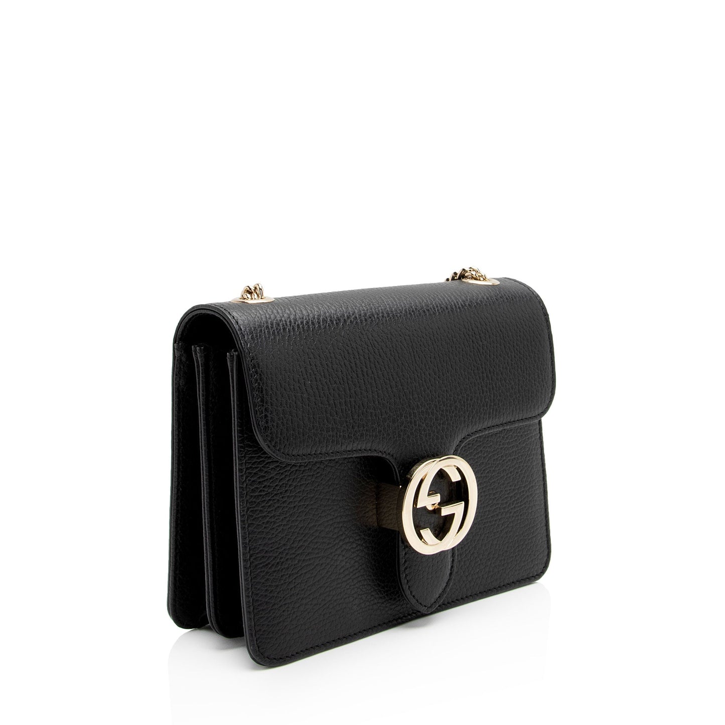 Gucci Grained Interlocking G SHF-1AVxLZ Calfskin Black Small Crossbody Bag