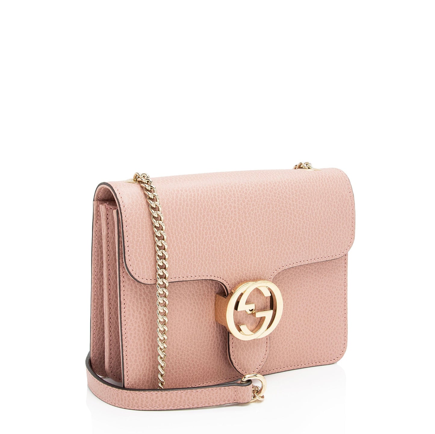 Gucci Grained Interlocking G SHF-BPuIFX Calfskin Pink Small Crossbody Bag