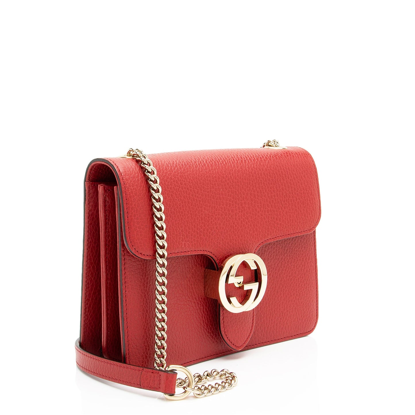 Gucci Grained Interlocking G Calfskin Red Small Crossbody Bag
