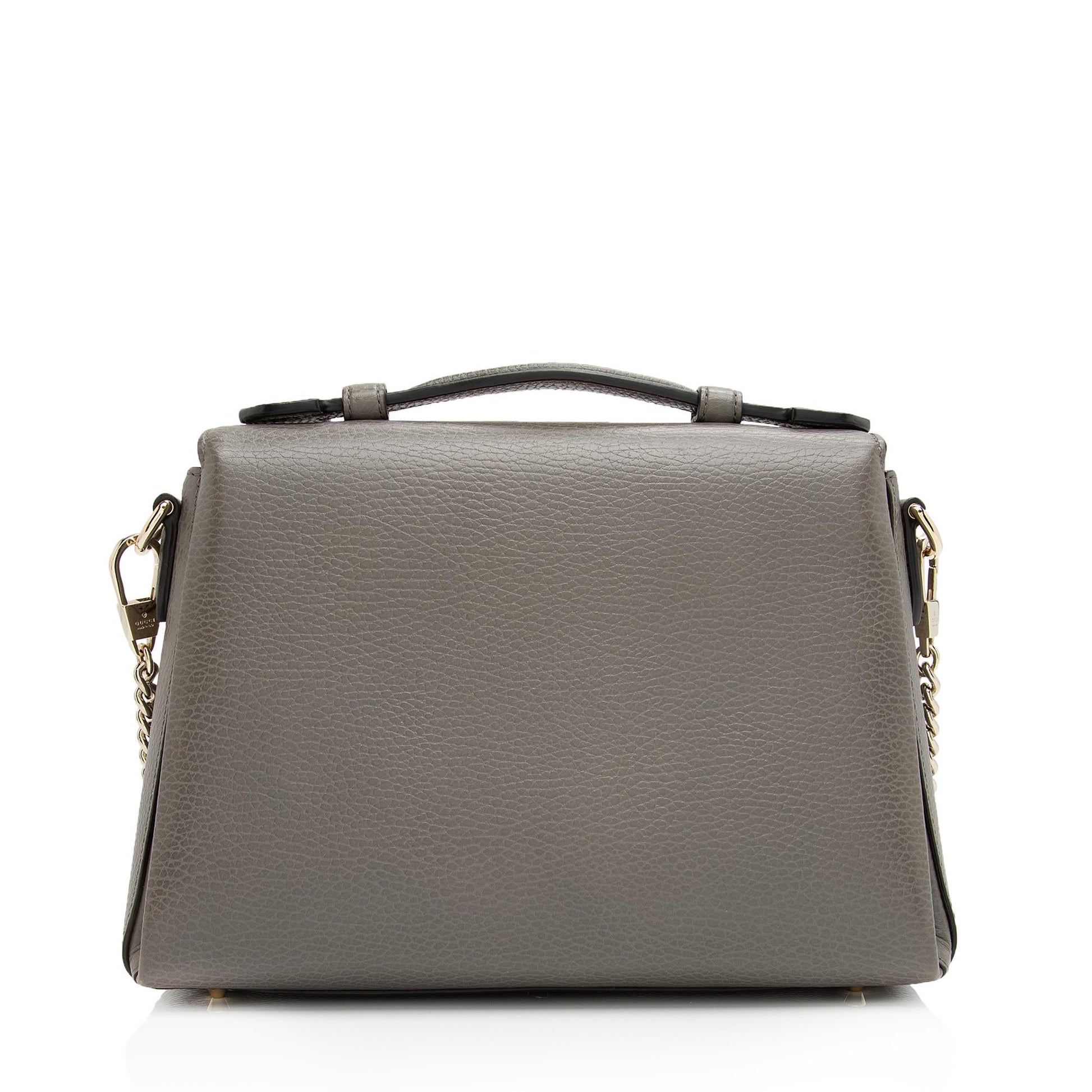 Gucci Interlocking G Top Handle Leather Calfskin Grey Small Crossbody Bag