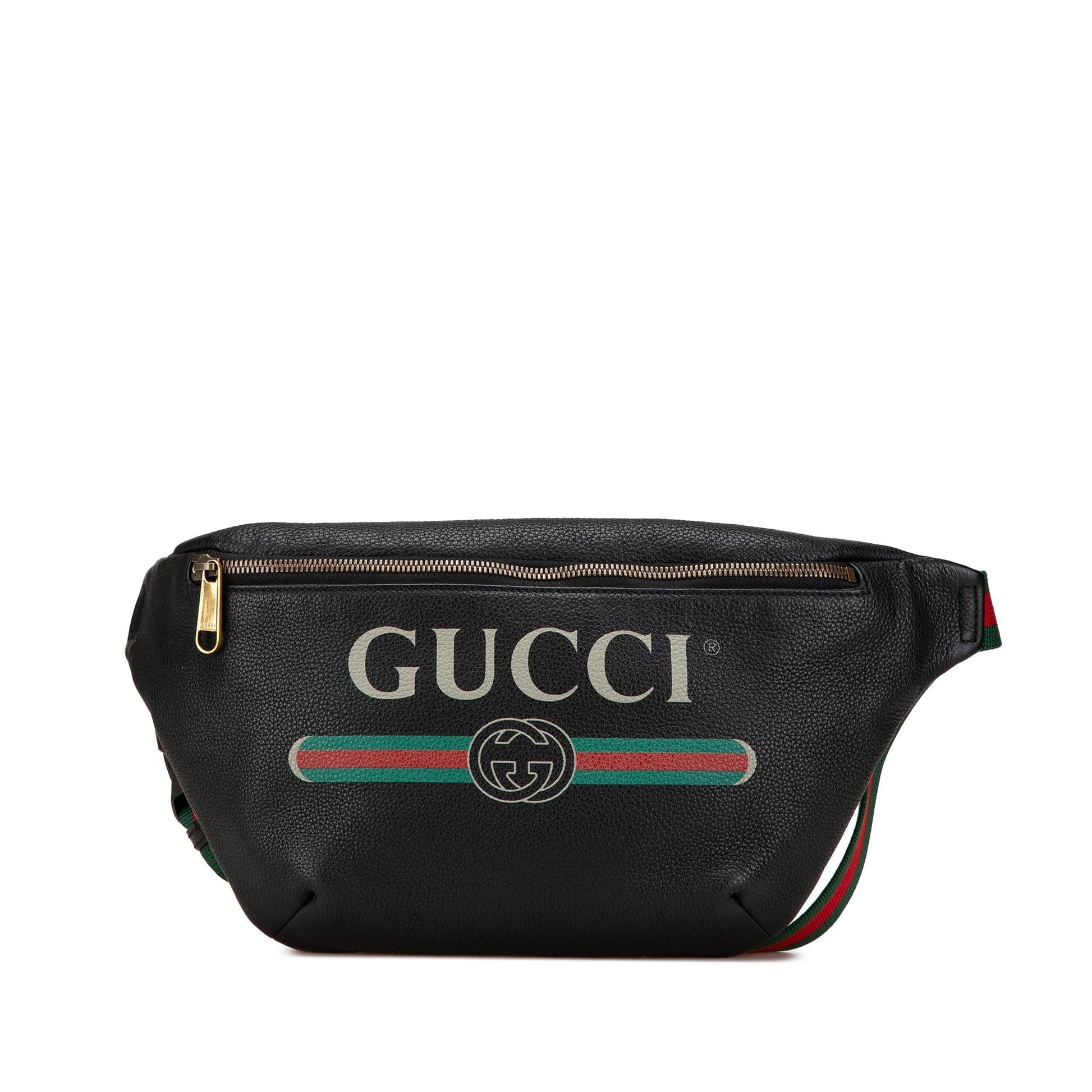 Gucci Grained Belt Calf Calfskin Black Logo Accessory