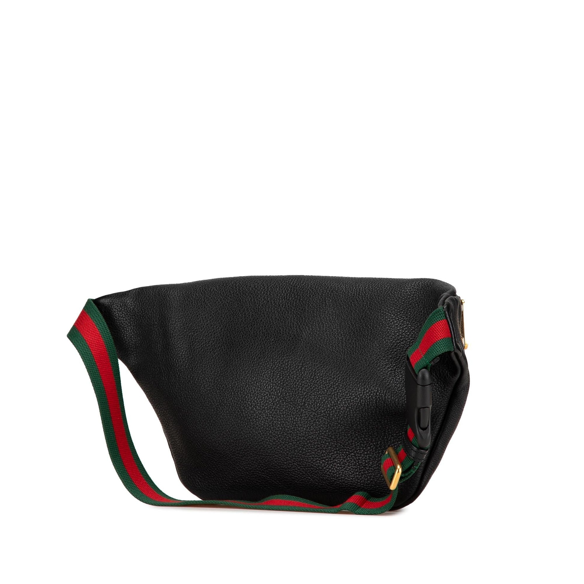 Gucci Grained Belt Calf Calfskin Black Logo Accessory