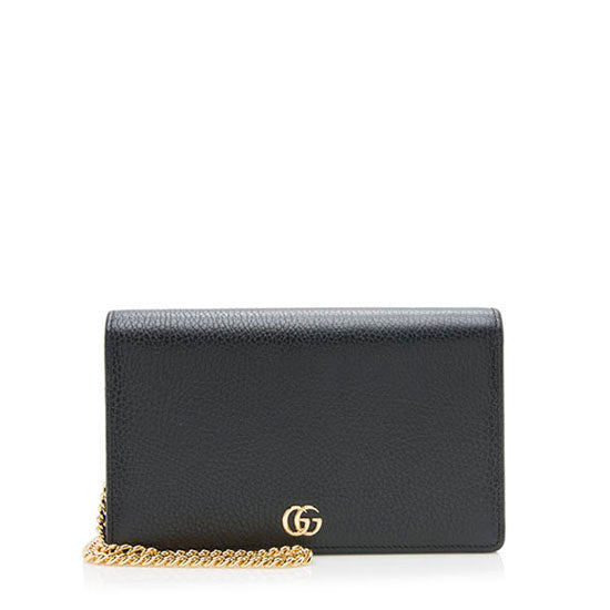 Gucci Grained GG Marmont SHF-9urvWF Leather Black Mini Chain Crossbody Bag