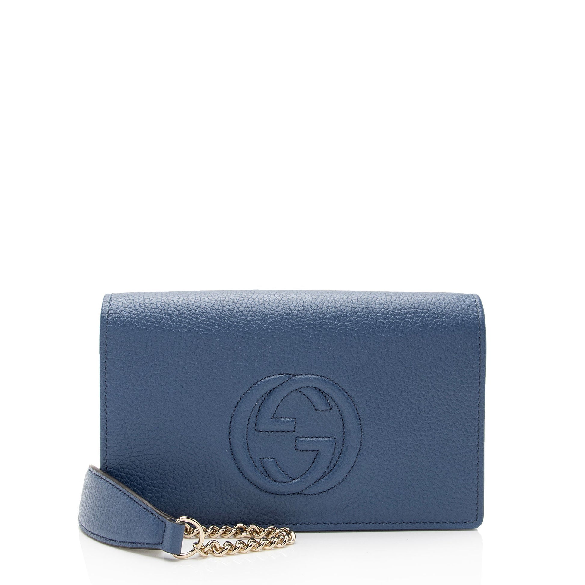 Gucci Grained Soho Wallet on SHF-6pAjFg Leather Blue Chain Crossbody Bag
