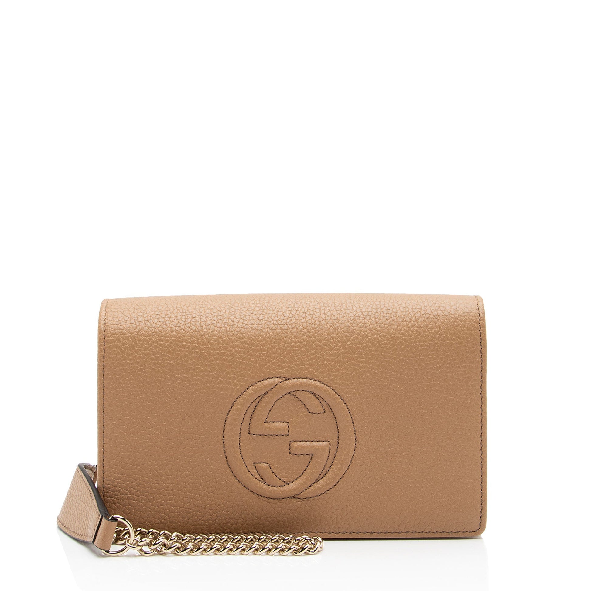 Gucci Grained Soho Wallet on SHF-ipdVXC Leather Beige Chain Crossbody Bag