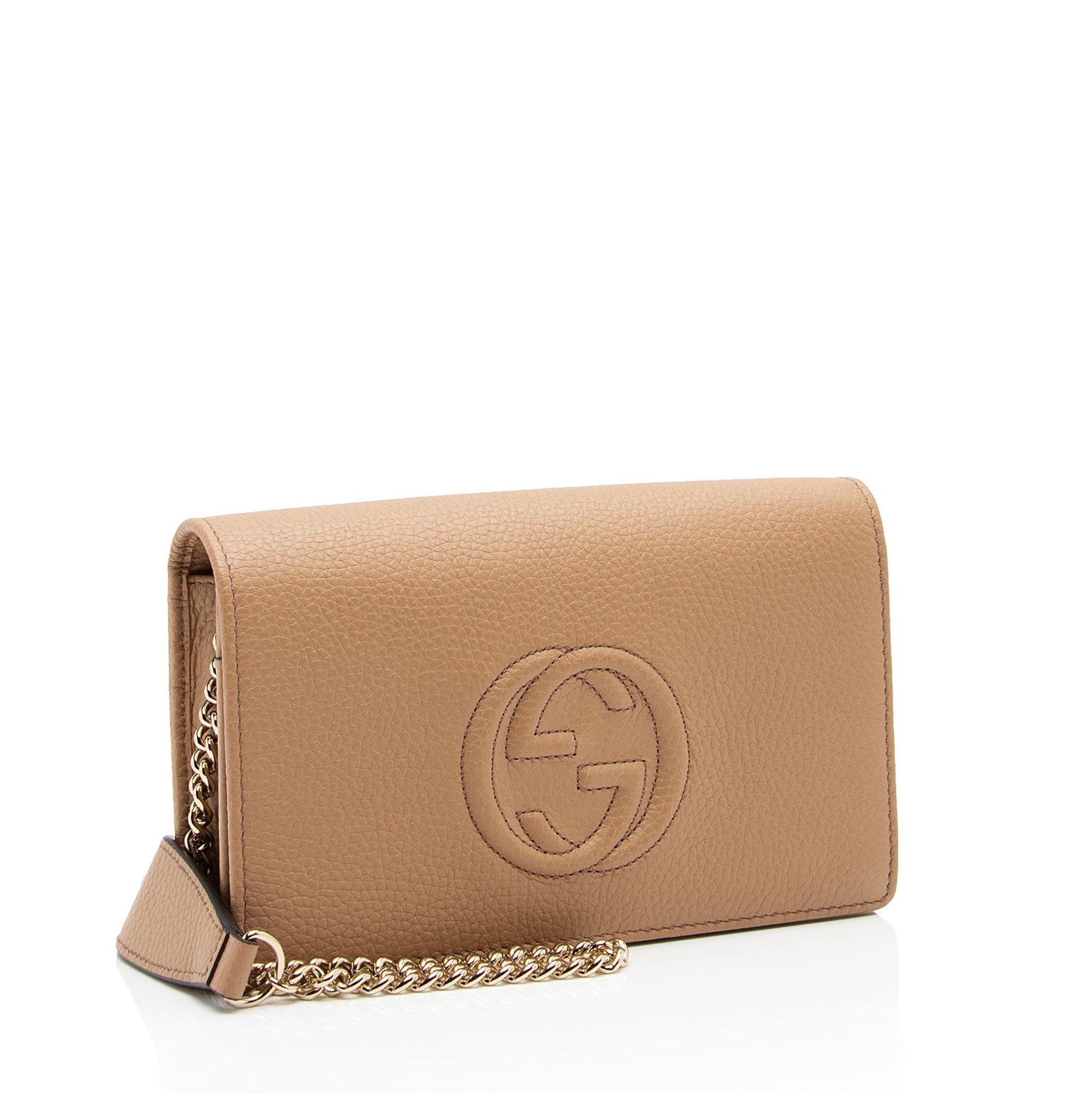 Gucci Grained Soho Wallet on SHF-ipdVXC Leather Beige Chain Crossbody Bag