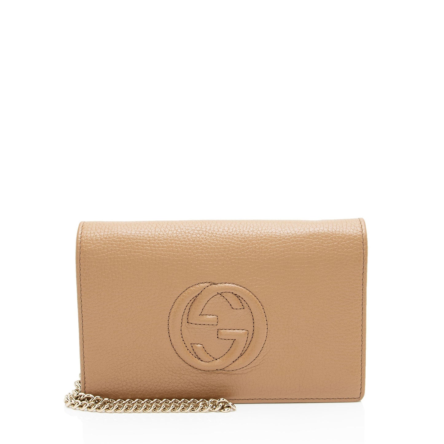 Gucci Grained Soho Wallet on Leather Brown Chain Crossbody Bag