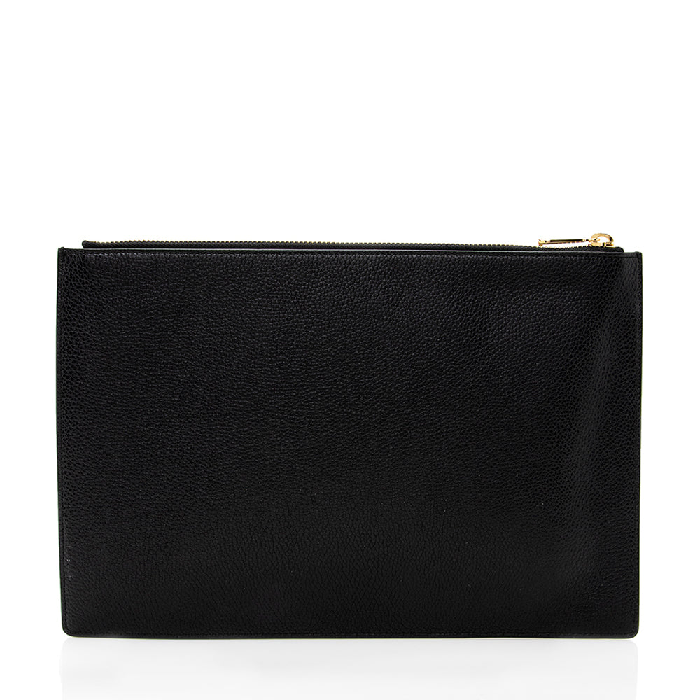 Gucci Grained Zumi Pouch SHF Leather Black Clutch Bag