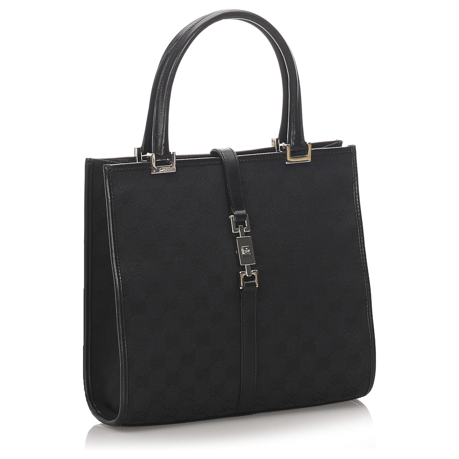 Gucci GG & JACKIE Leather Canvas Tote Bag