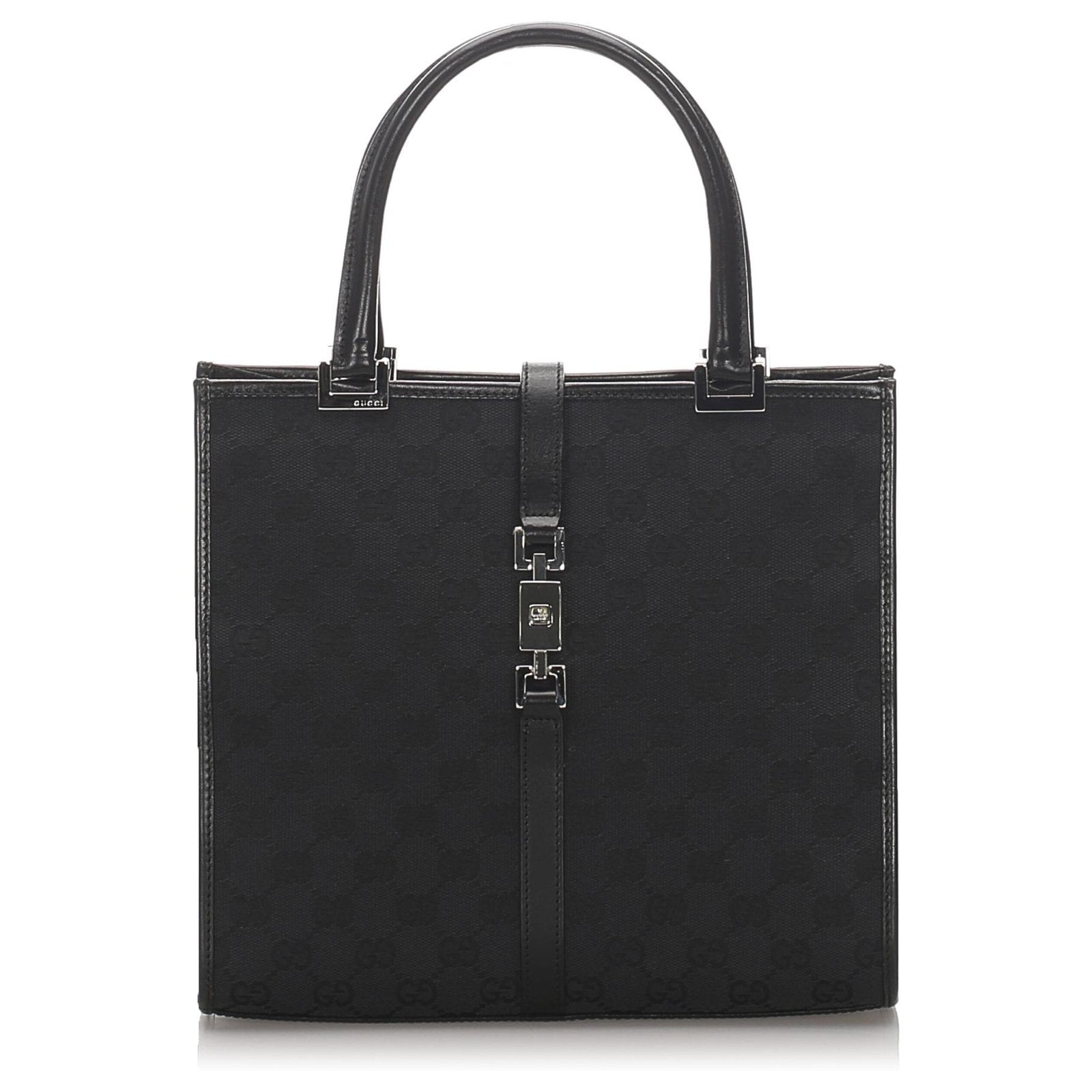 Gucci GG & JACKIE Leather Canvas Tote Bag