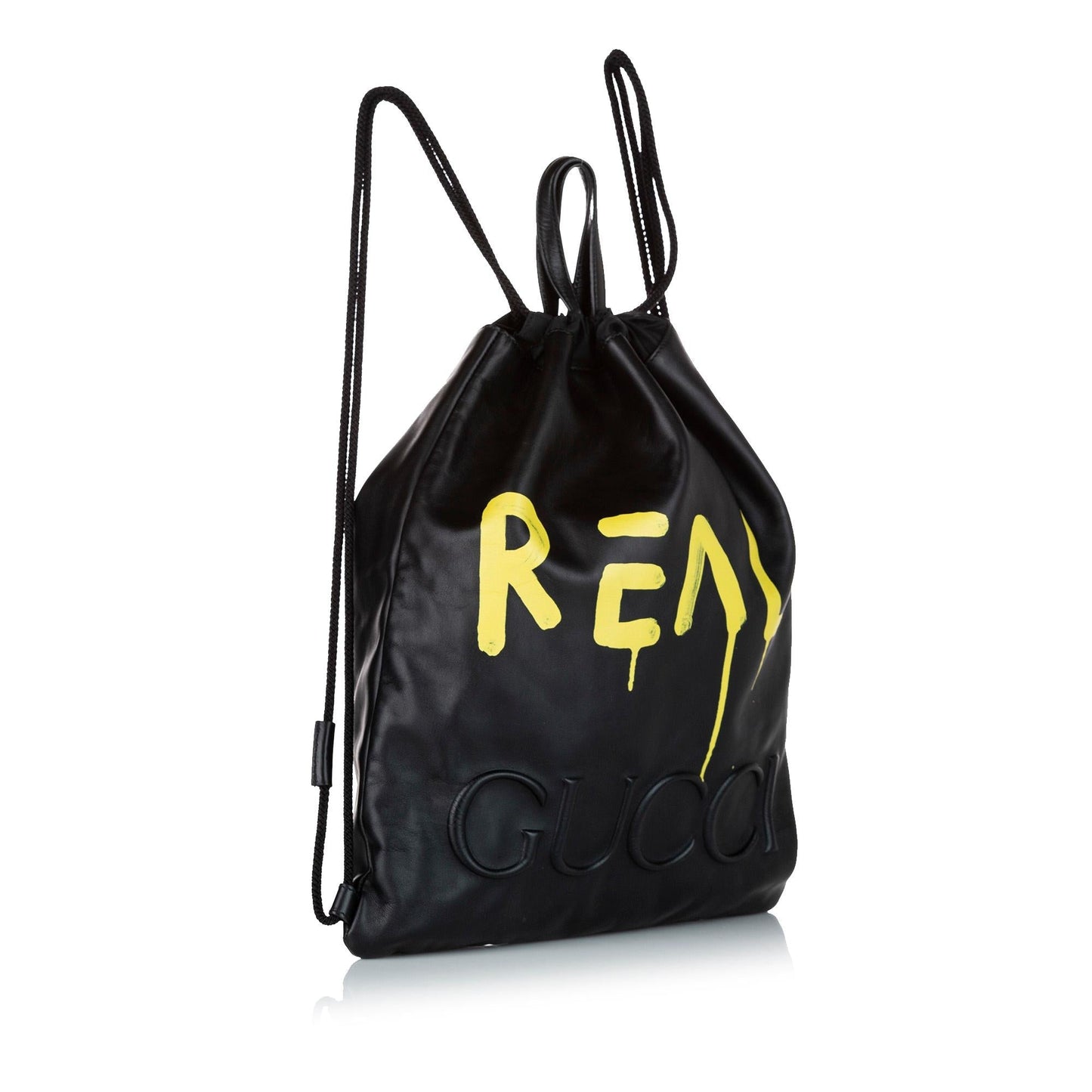Gucci Ghost Drawstring Backpack SHG Leather Calf Black Jewelry