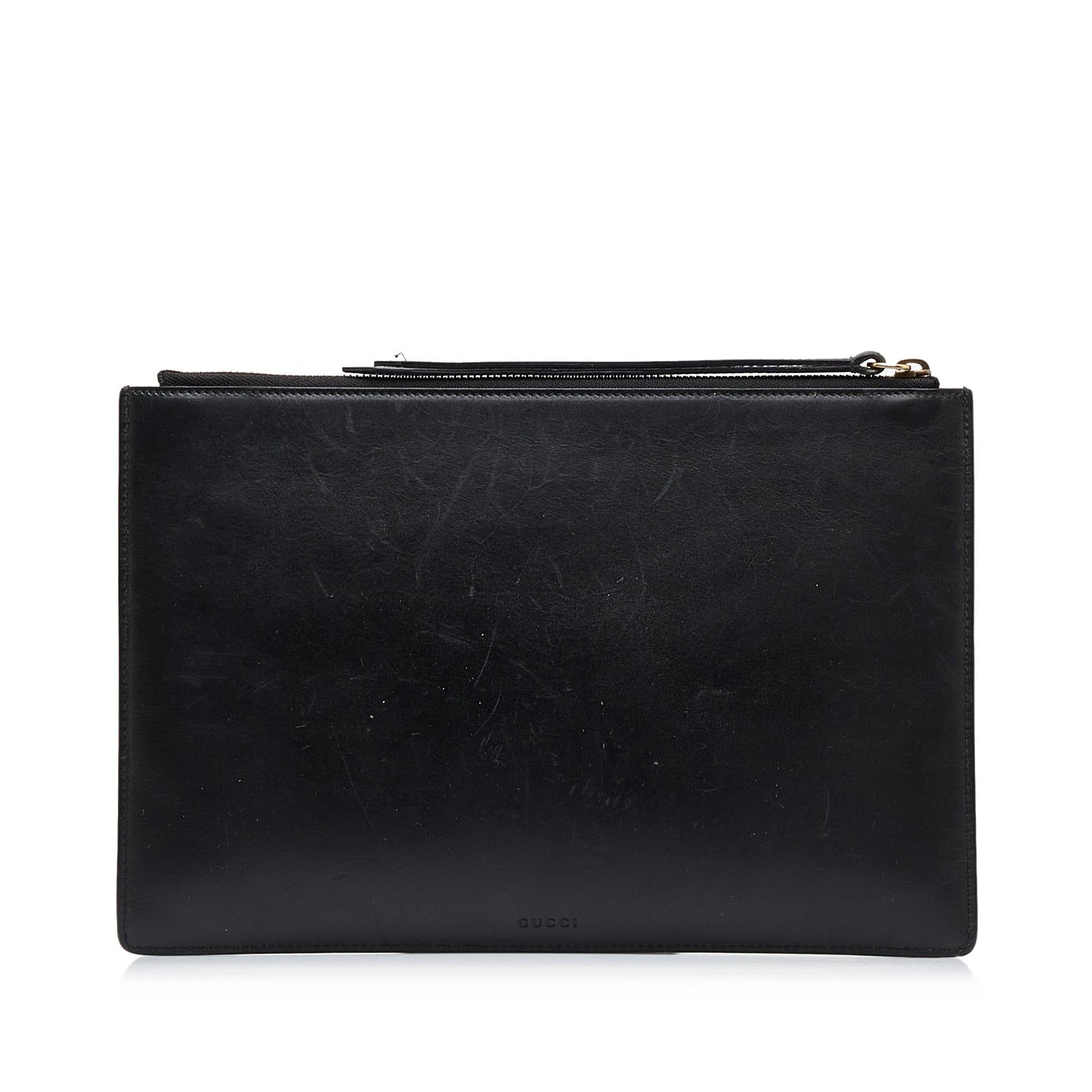 Gucci Ghost Life is SHG-QPhnpZ Leather Calf Black Clutch Bag