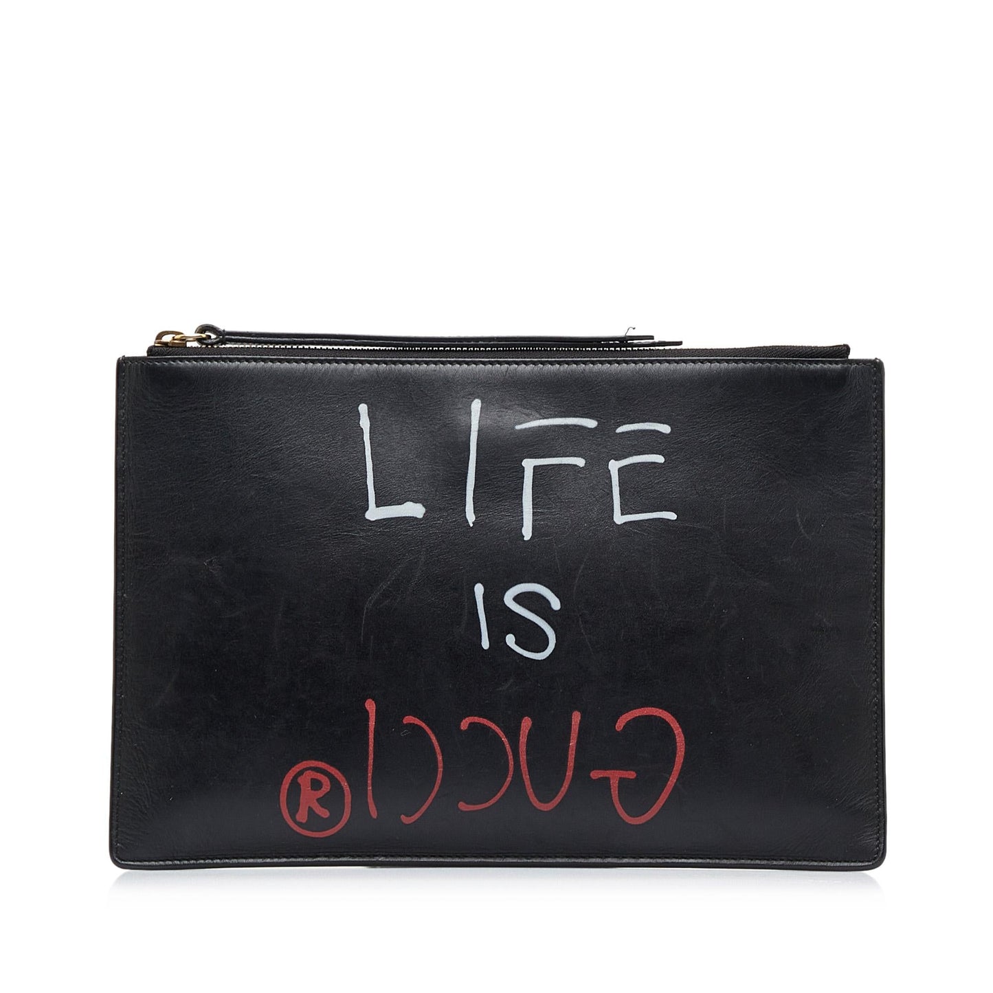 Gucci Ghost Life is SHG-QPhnpZ Leather Calf Black Clutch Bag