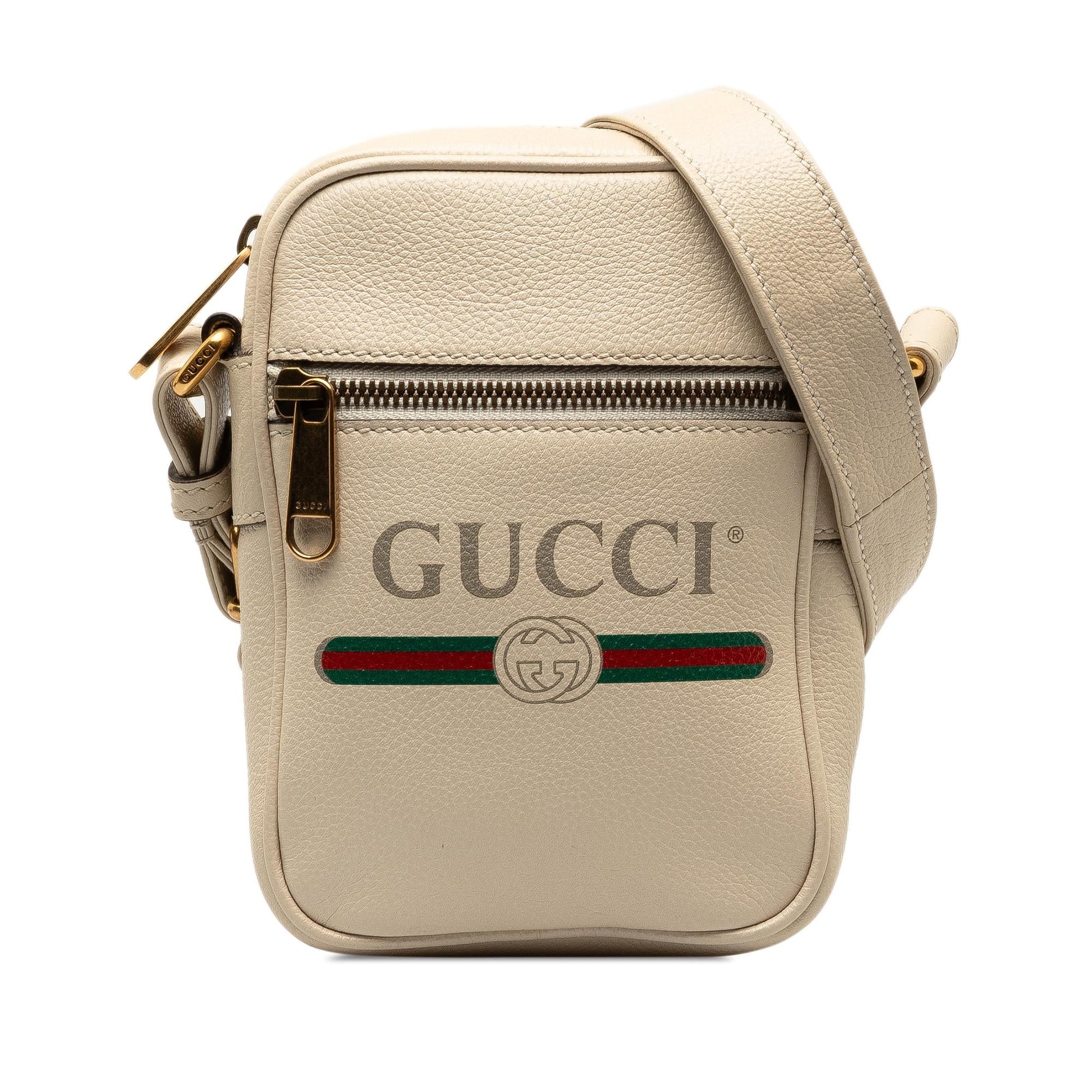 Gucci SHG-nQtOUc Calf White Logo Crossbody Bag