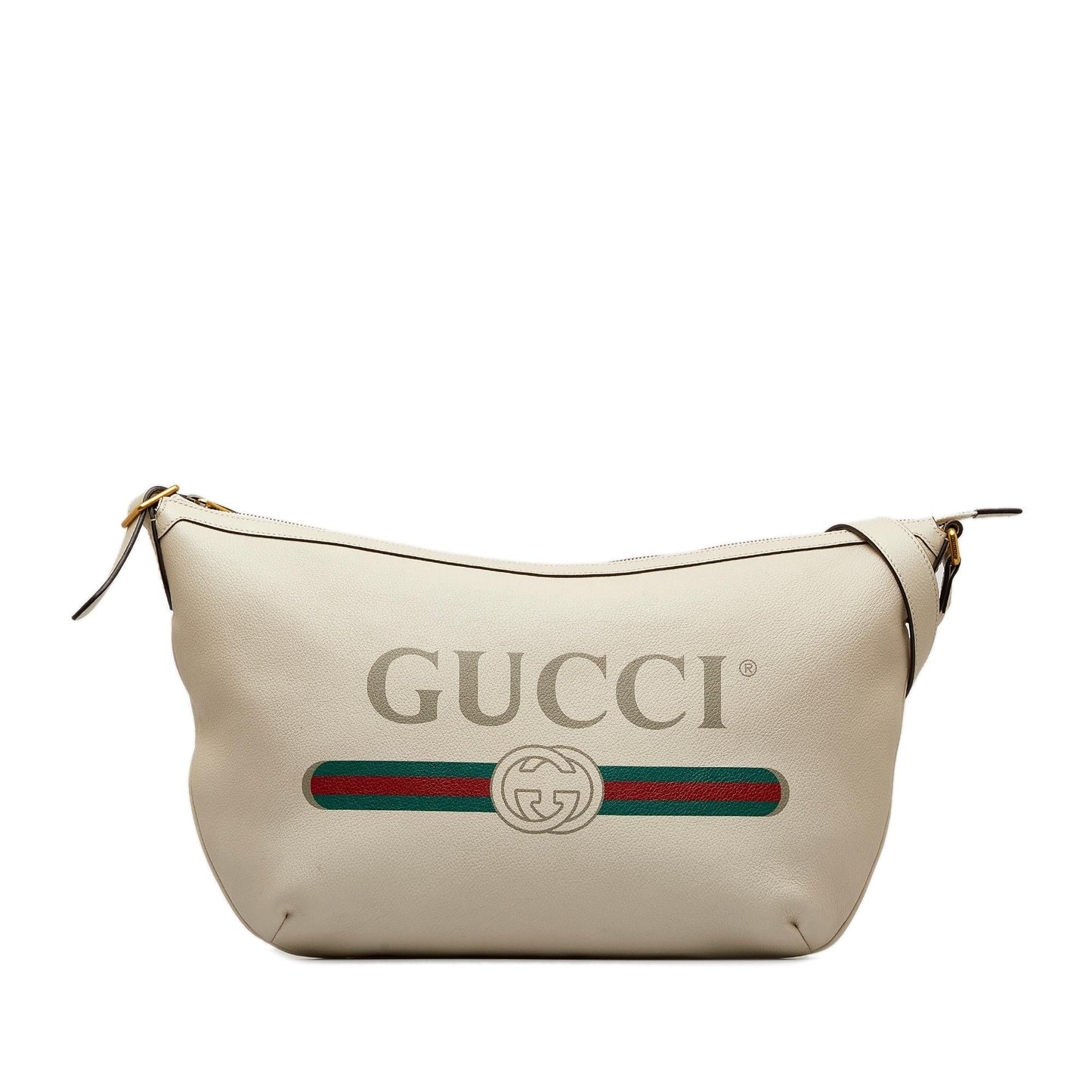 Gucci Half Moon SHG-FVuWqd Calf White Logo Shoulder Bag
