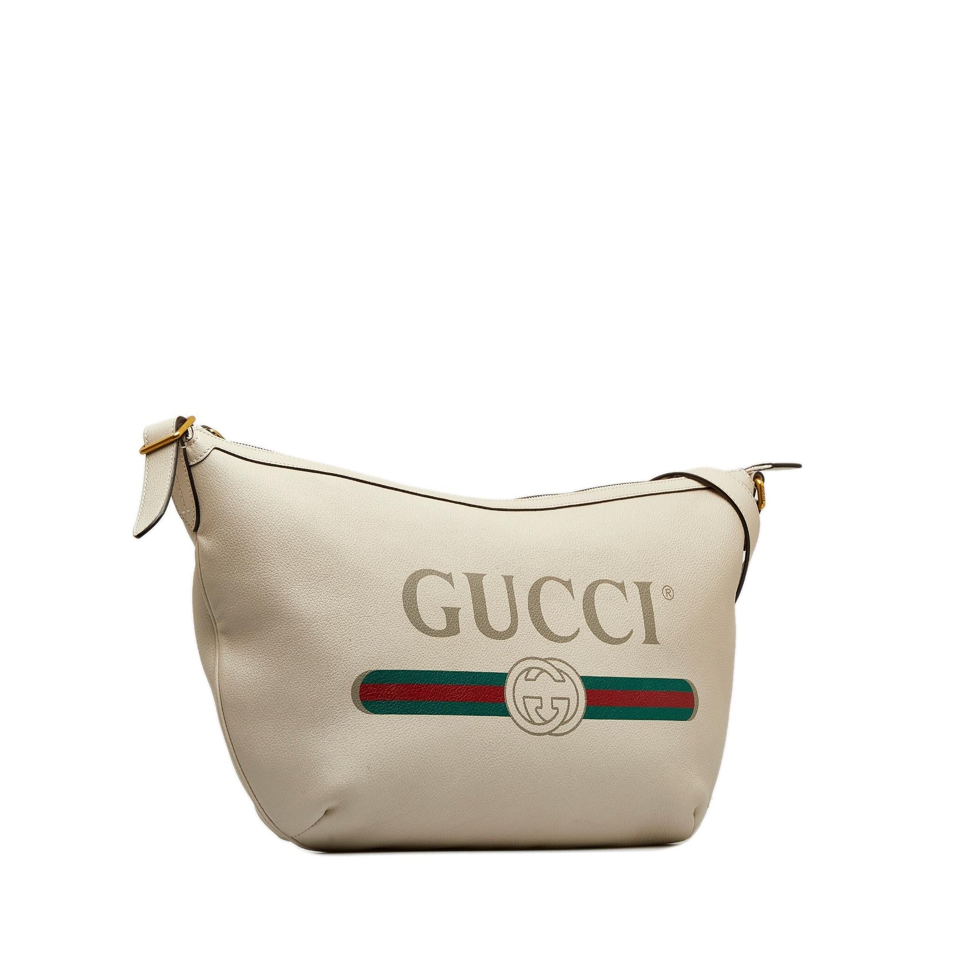 Gucci Half Moon SHG-FVuWqd Calf White Logo Shoulder Bag