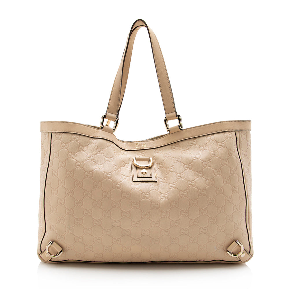 Gucci Guccisima Abbey SHF Leather Beige Large Tote Bag