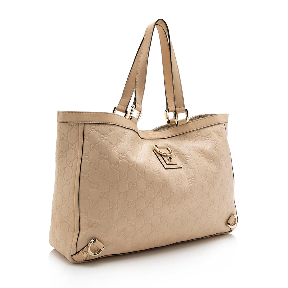 Gucci Guccisima Abbey SHF Leather Beige Large Tote Bag