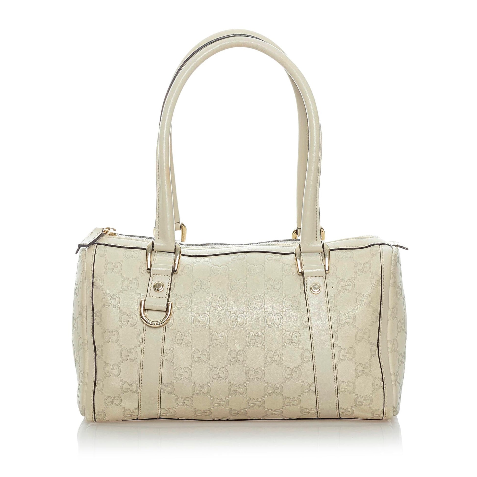 Gucci Guccissima Abbey Boston SHG Leather Calf White Satchel Bag