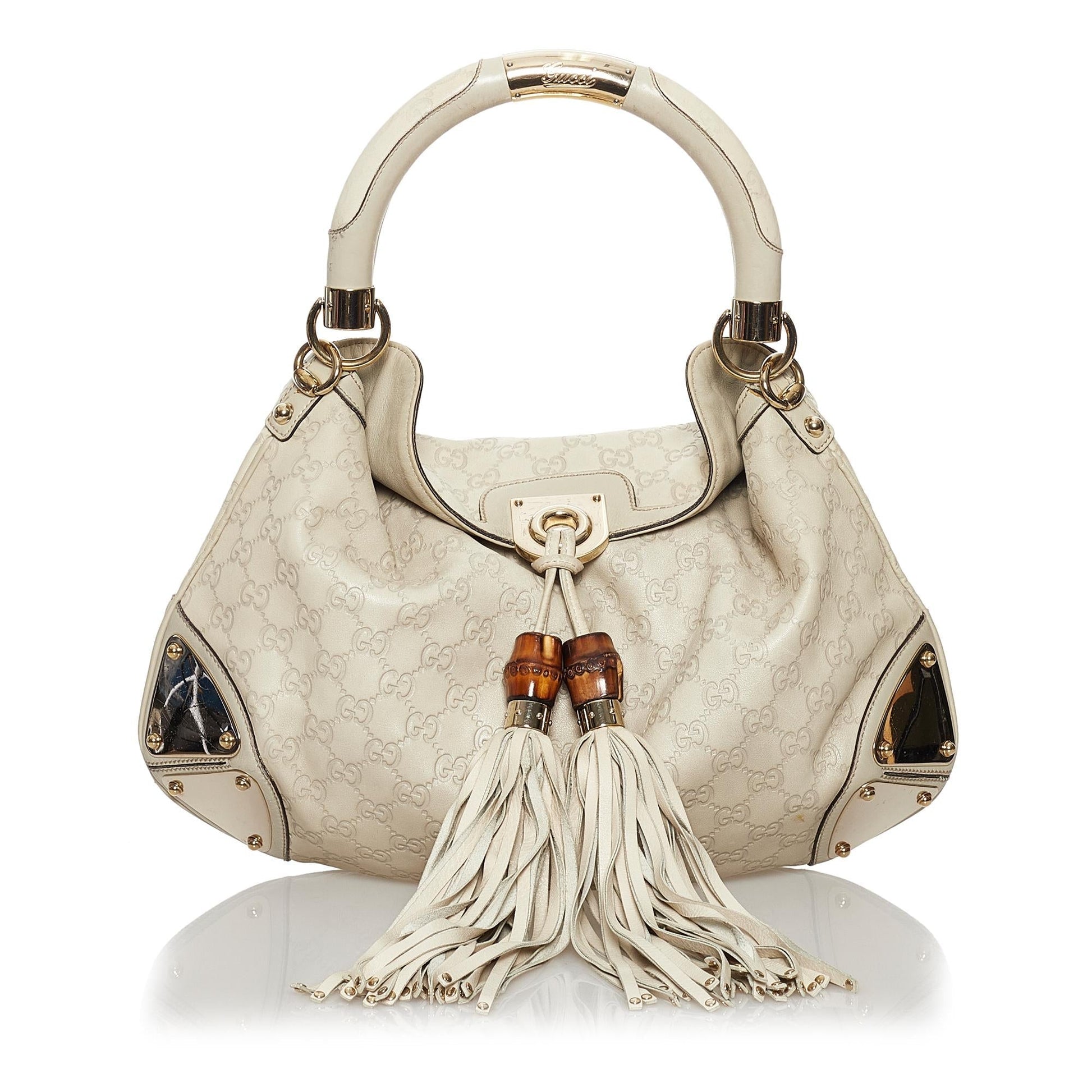 Gucci Guccissima Bamboo Indy SHG Calf Brown Satchel Bag