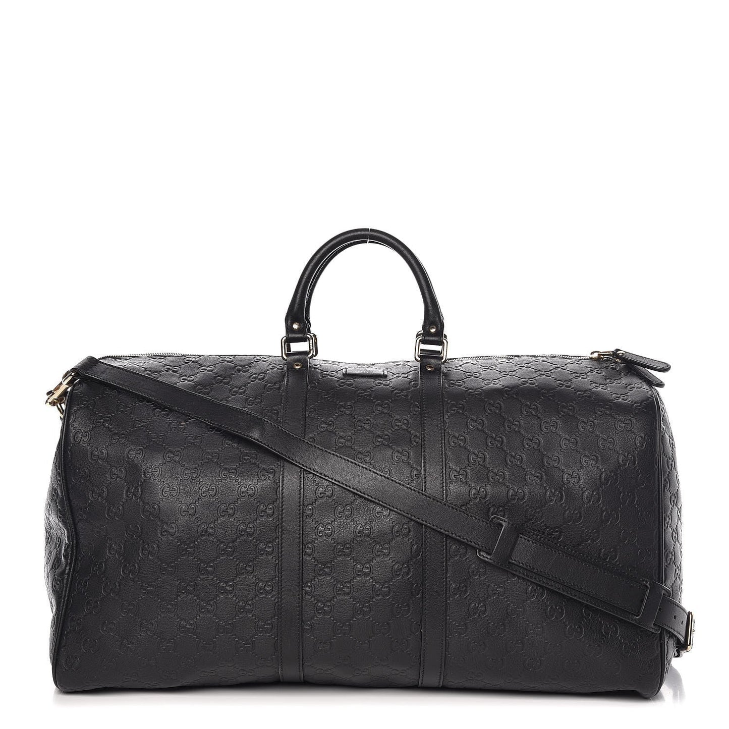 Gucci EMBOSSED DUFFLE Leather Black Travel Bag