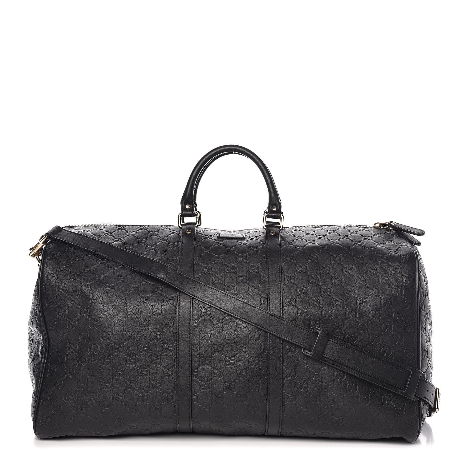 Gucci EMBOSSED DUFFLE Leather Black Travel Bag