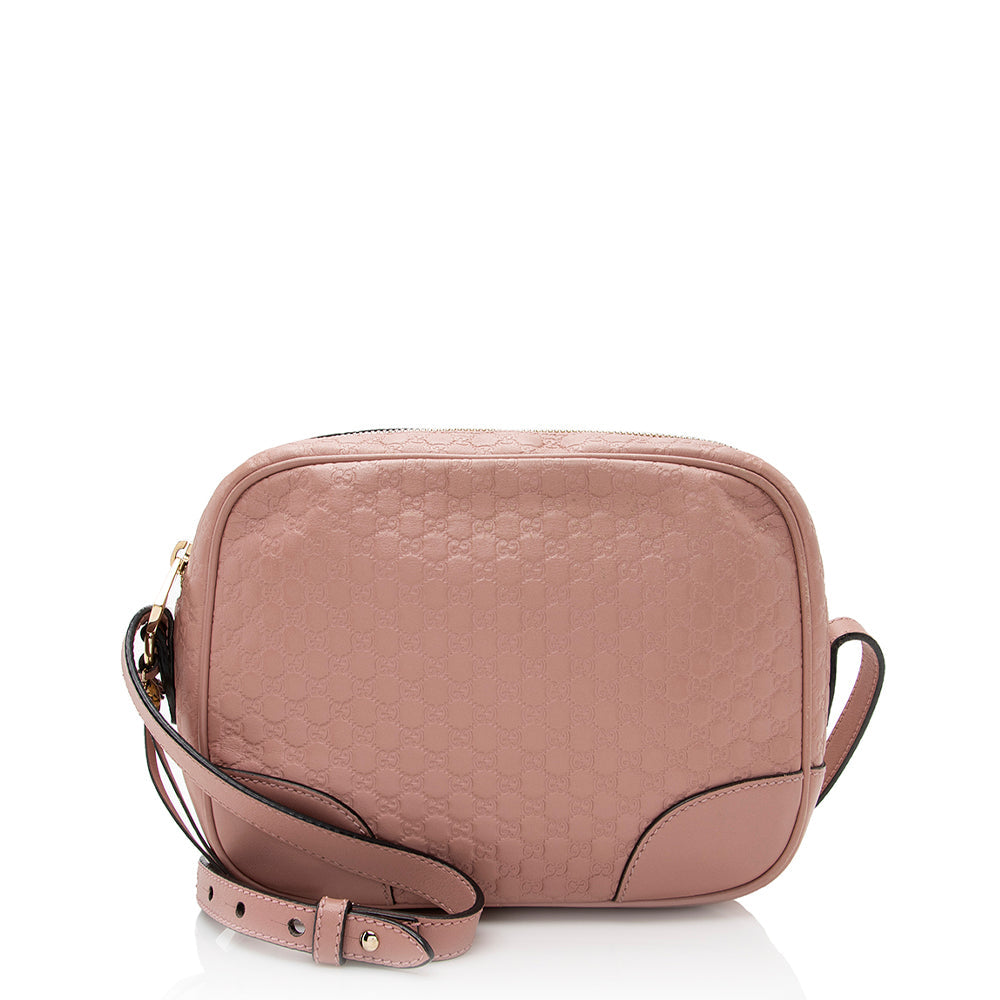 Gucci Guccissima Bree Disco SHF Leather Pink Crossbody Bag