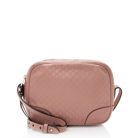 Gucci Guccissima Bree Disco SHF Leather Pink Crossbody Bag