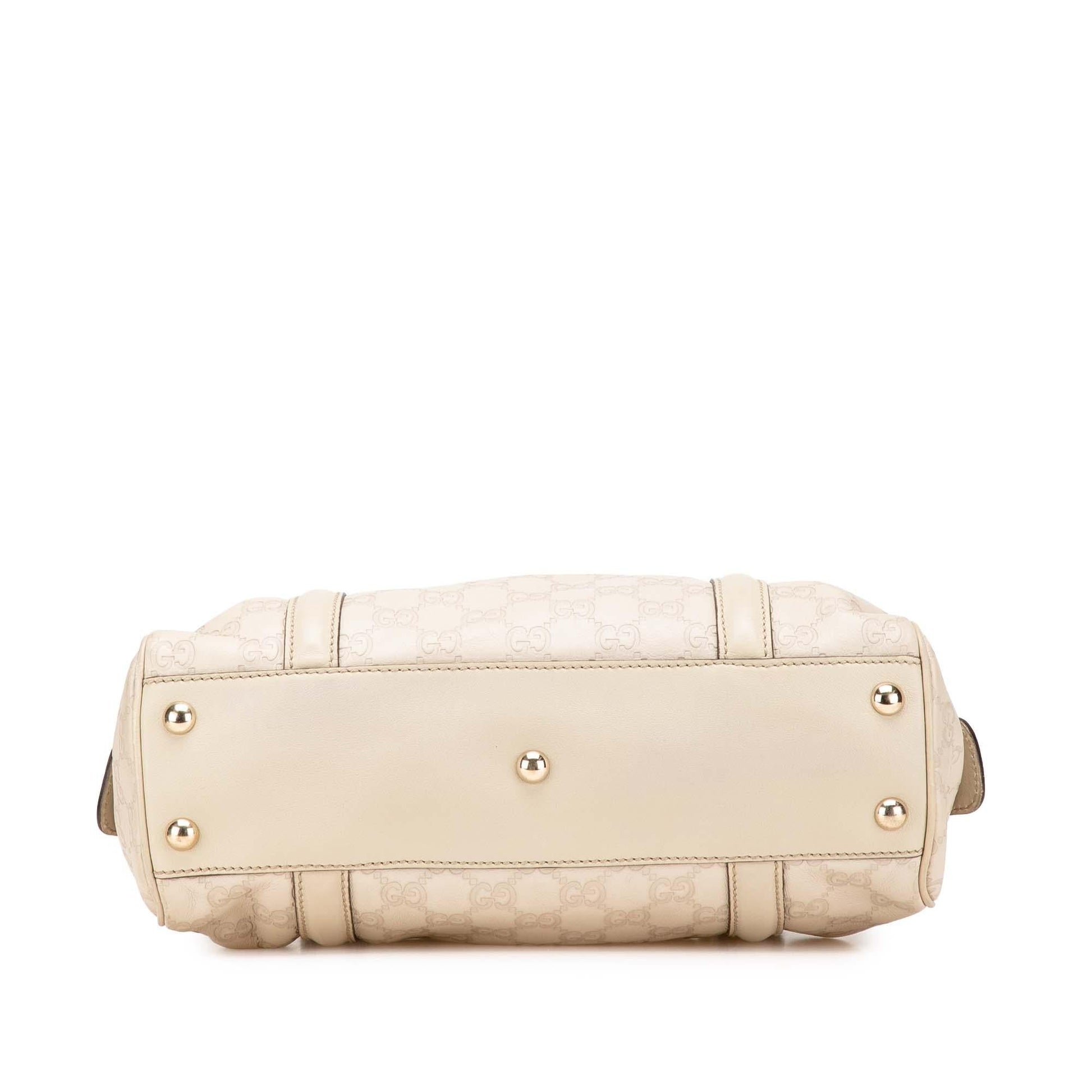 Gucci Guccissima Britt Boston Calf White Satchel Bag