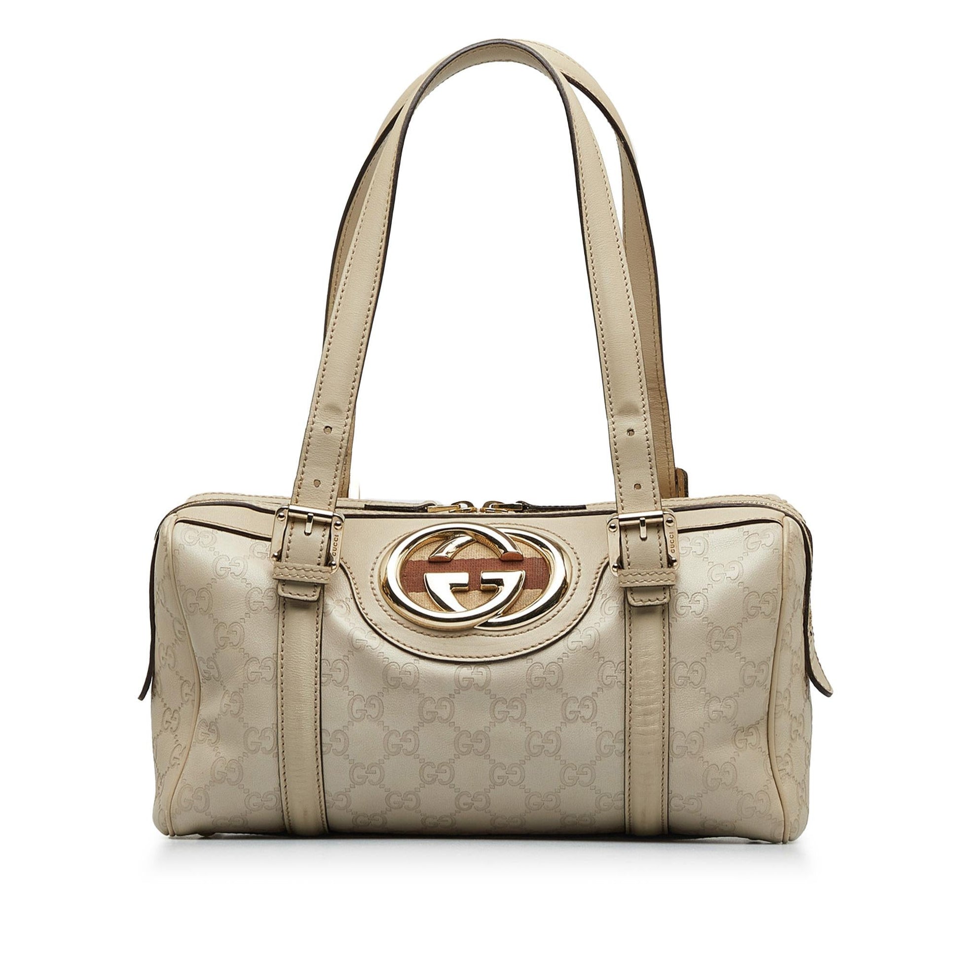 Gucci Guccissima Britt Boston SHG-BjhxhI Calf White Satchel Bag