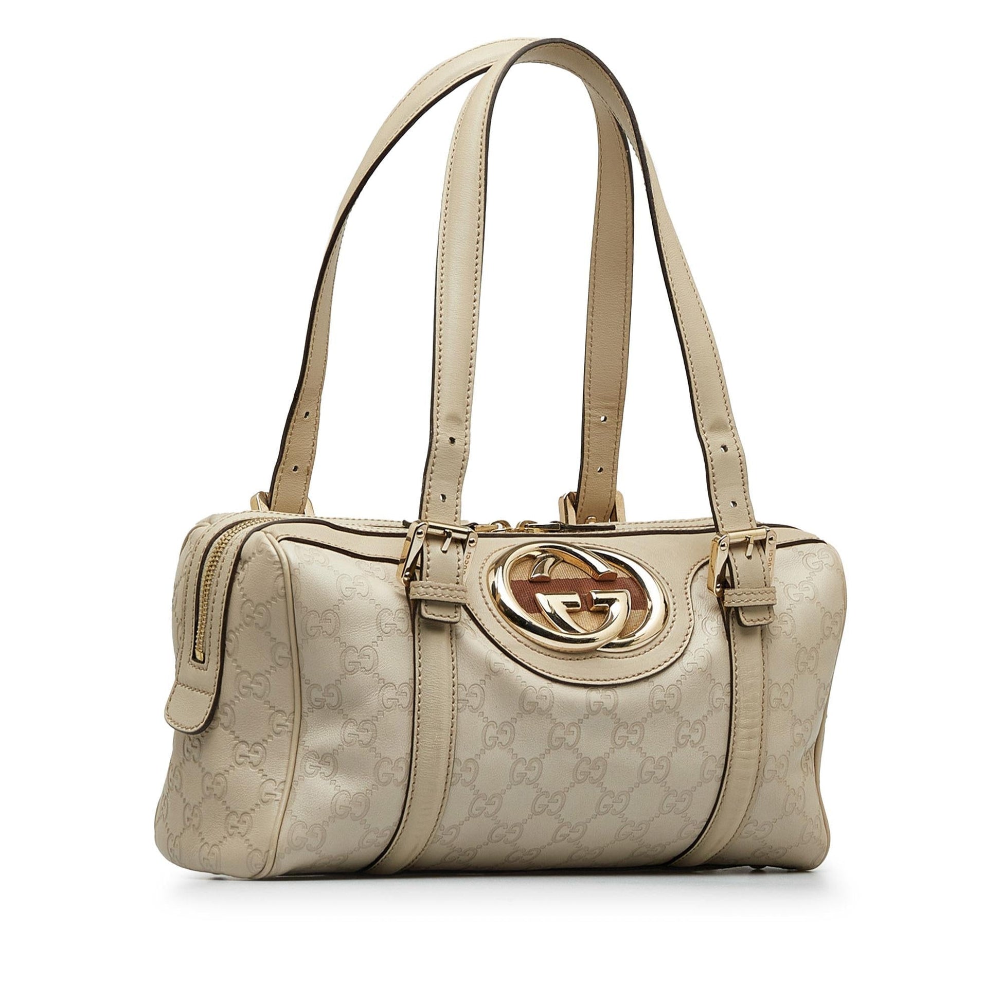 Gucci Guccissima Britt Boston SHG-BjhxhI Calf White Satchel Bag