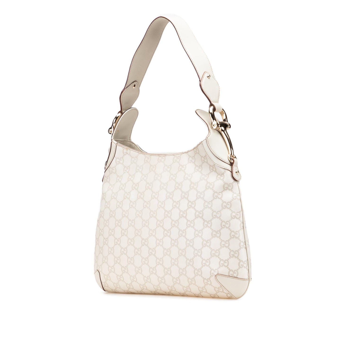 Gucci Guccissima Horsebit Creole Calf White Shoulder Bag