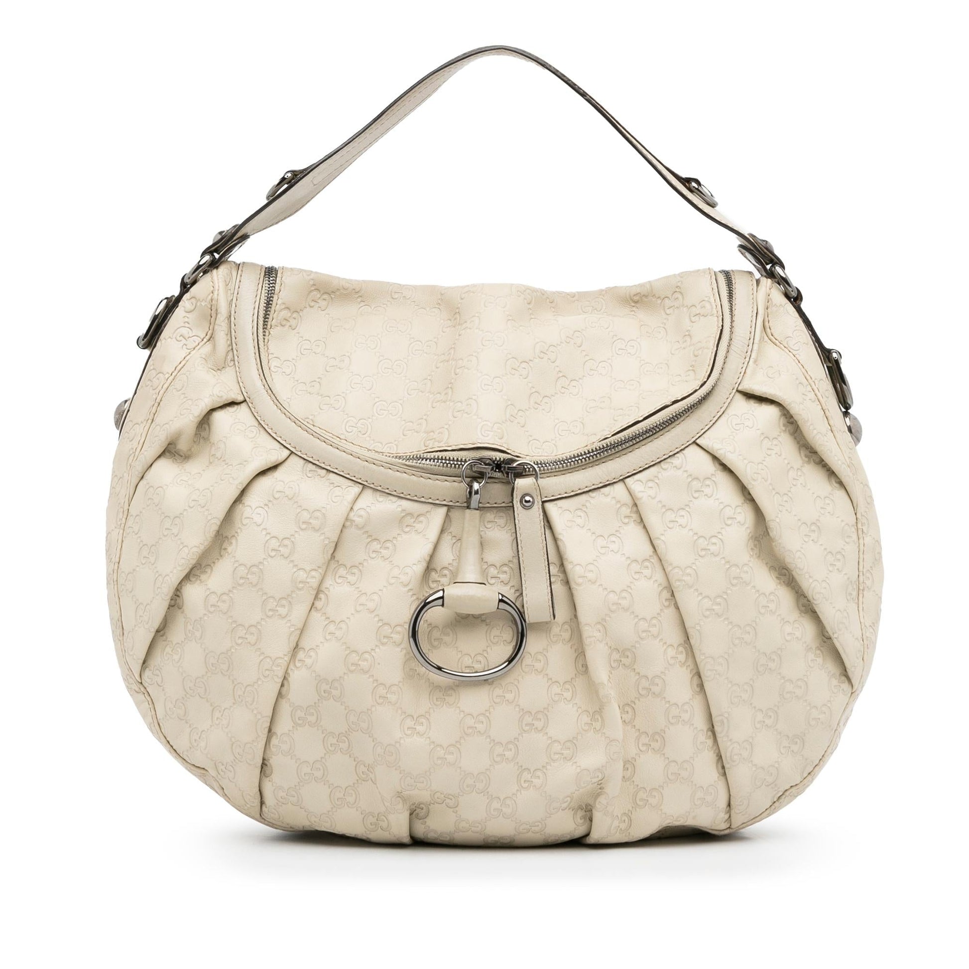 Gucci Guccissima Icon Bit SHG-WNRwkm Calf White Satchel Bag