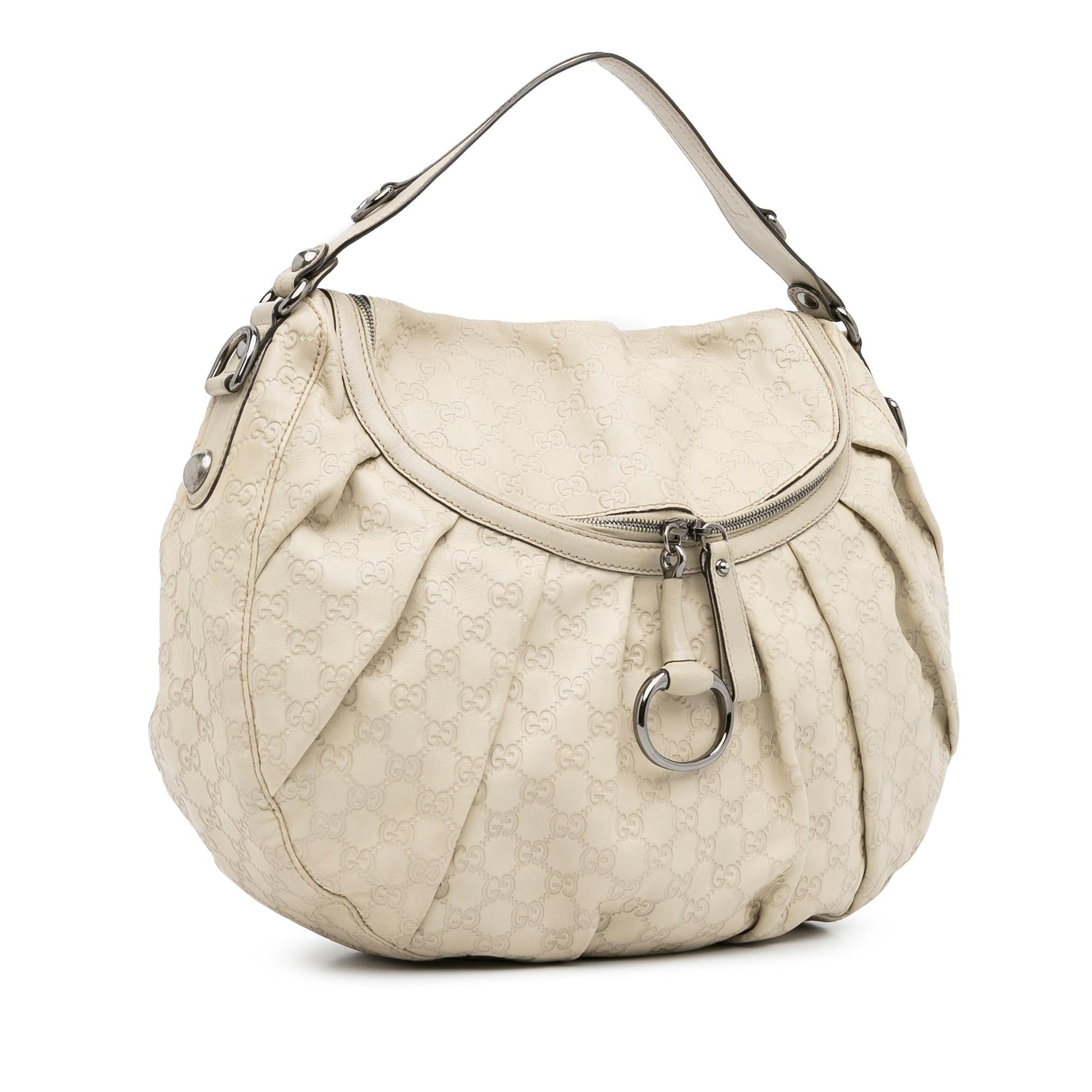 Gucci Guccissima Icon Bit SHG-WNRwkm Calf White Satchel Bag