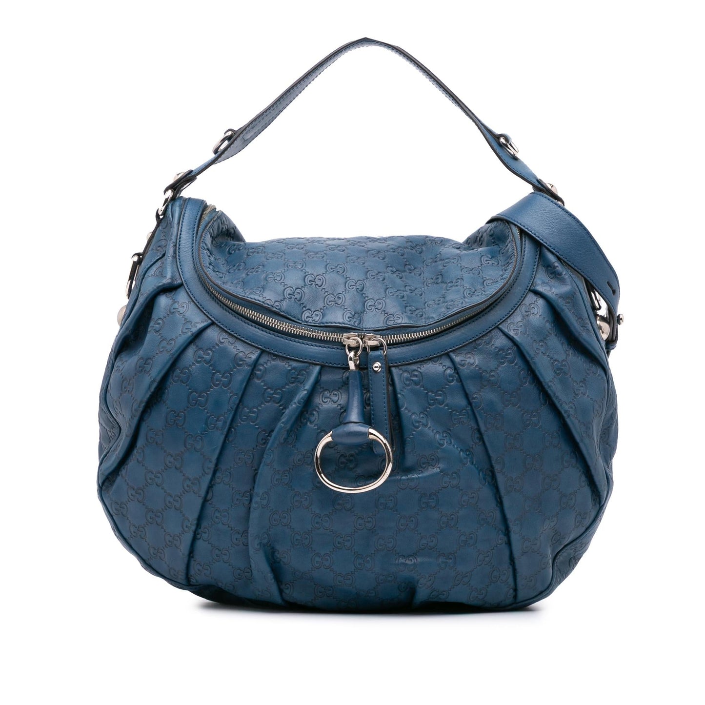 Gucci Guccissima Icon Bit Calf Blue Satchel Bag