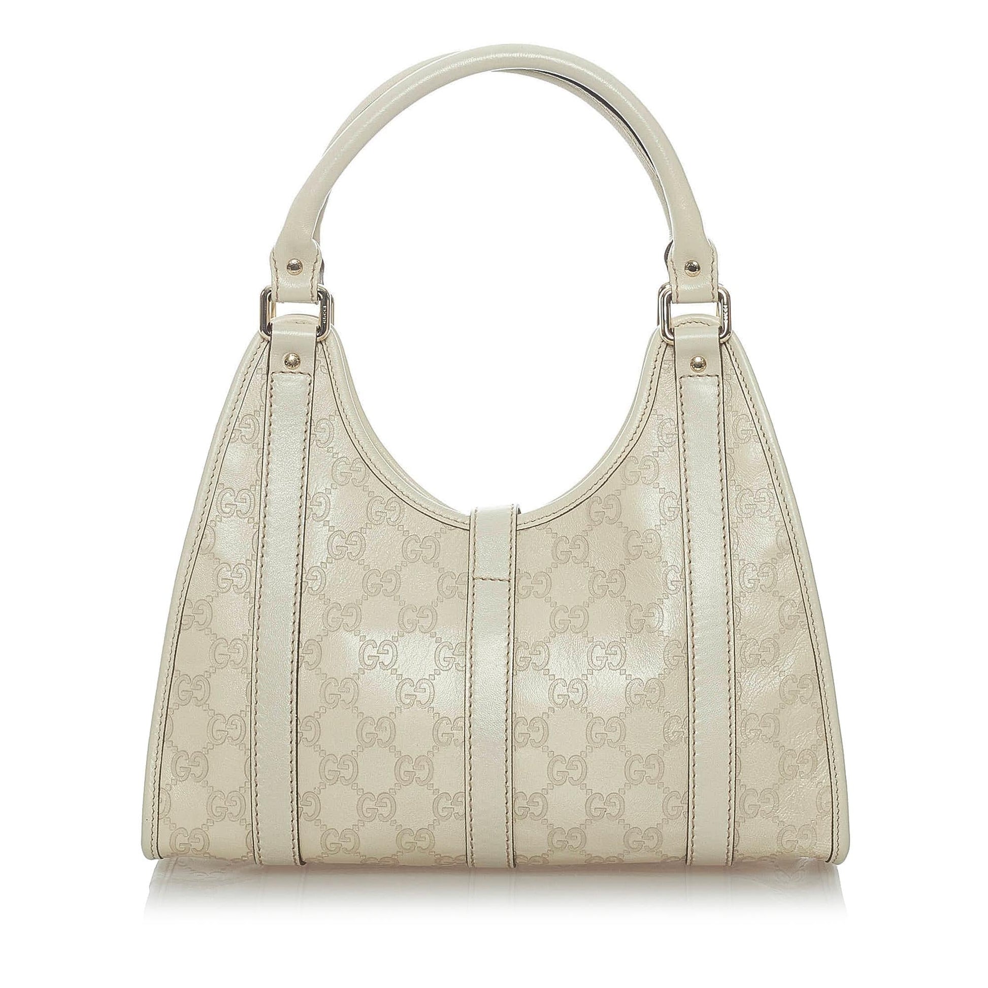 Gucci Guccissima Jackie Bardot SHG Calf White Satchel Bag