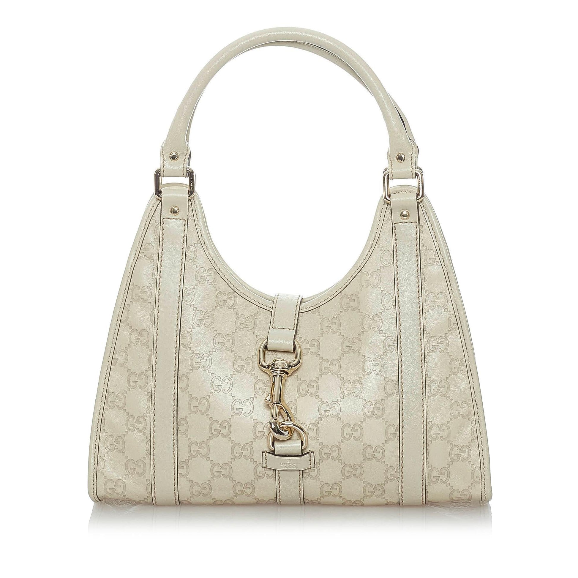 Gucci Guccissima Jackie Bardot SHG Calf White Satchel Bag