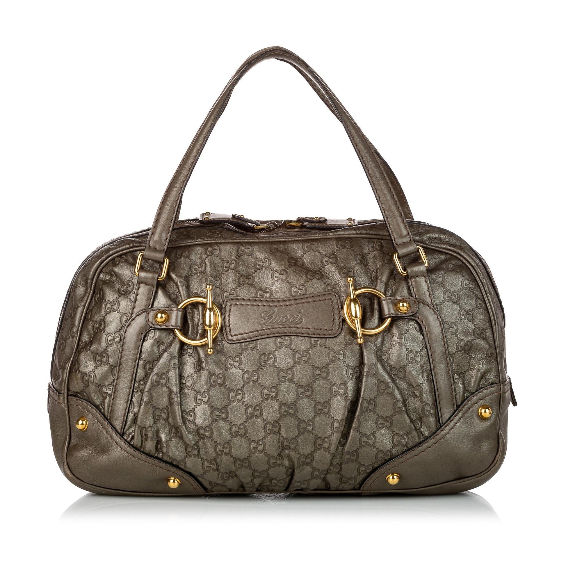 Gucci Guccissima Jockey Boston SHG Calf Brown Satchel Bag