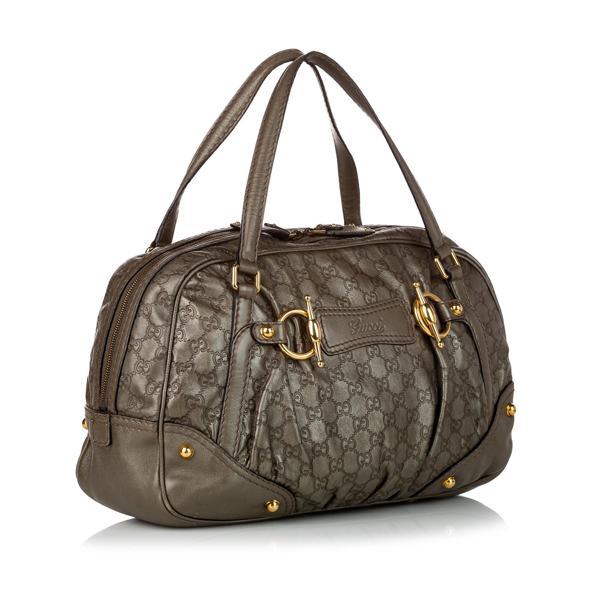 Gucci Guccissima Jockey Boston SHG Calf Brown Satchel Bag