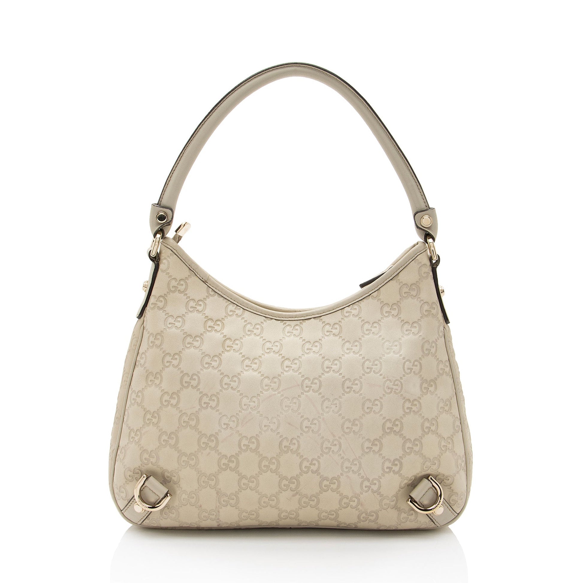 Gucci Guccissima Abbey Leather White Medium Shoulder Bag